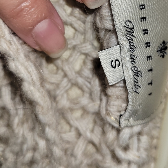 Slim fit open knit Italian wool tunic tan sweater mohair alpaca small Berretti - Picture 6 of 9